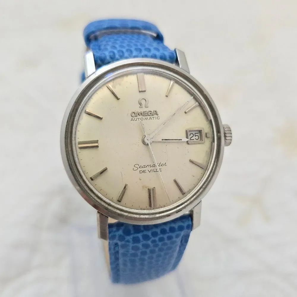 Vintage Omega Seamaster De Ville Watch 166.020 Automatic Date 34mm Silver Swiss